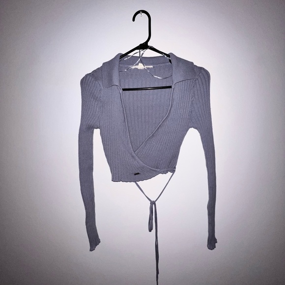 AÉROPOSTALE - Long sleeves crossover top (Blue, Size M) - Picture 1 of 5